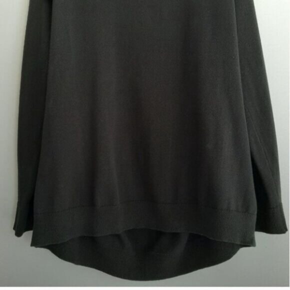 ANTHROPOLOGIE 100% Cotton Cold Shoulder Tie Sweater Black Sz M - Picture 5 of 12